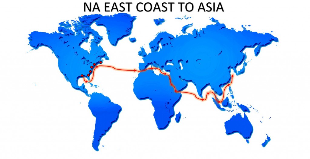 RO-RO NA EAST COAST TO ASIA SERVICE MAP