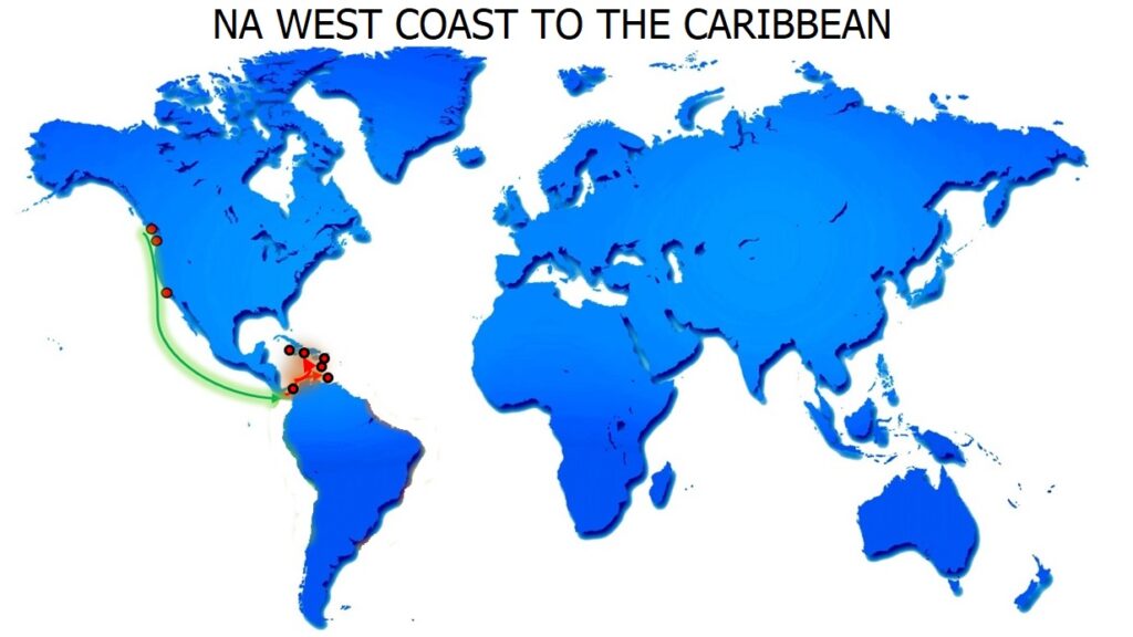 RO-RO NA WEST COAST TO THE CARIBBEAN SERVICE MAP